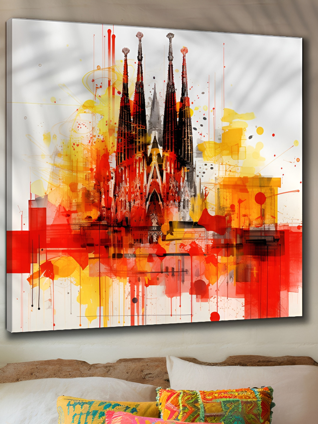 Aura Vintage City Canvas Wall Square Paintings Wall Art -24 x 24 In