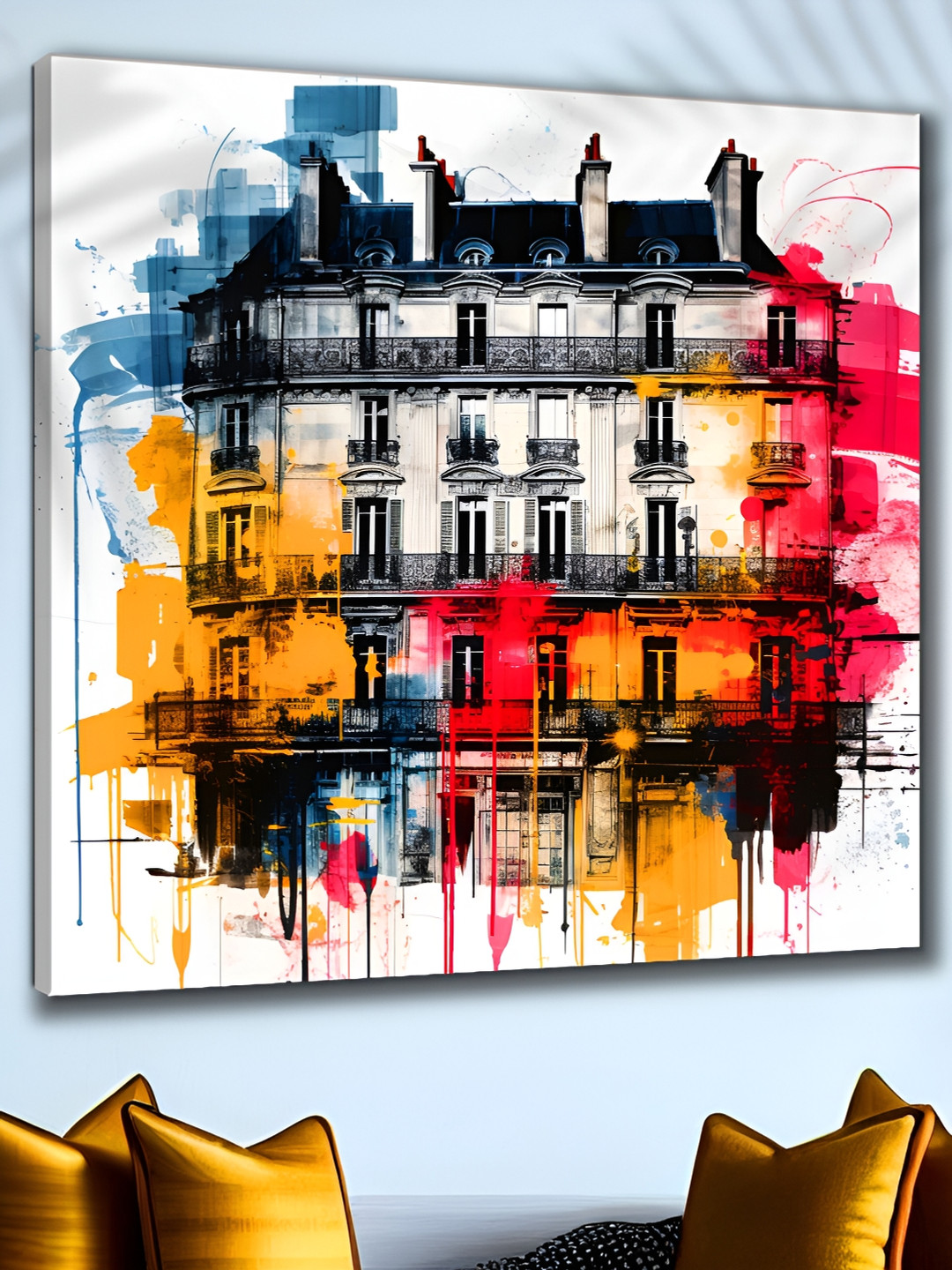 Aura Vintage City Canvas Wall Square Paintings Wall Art - 24 x 24 In