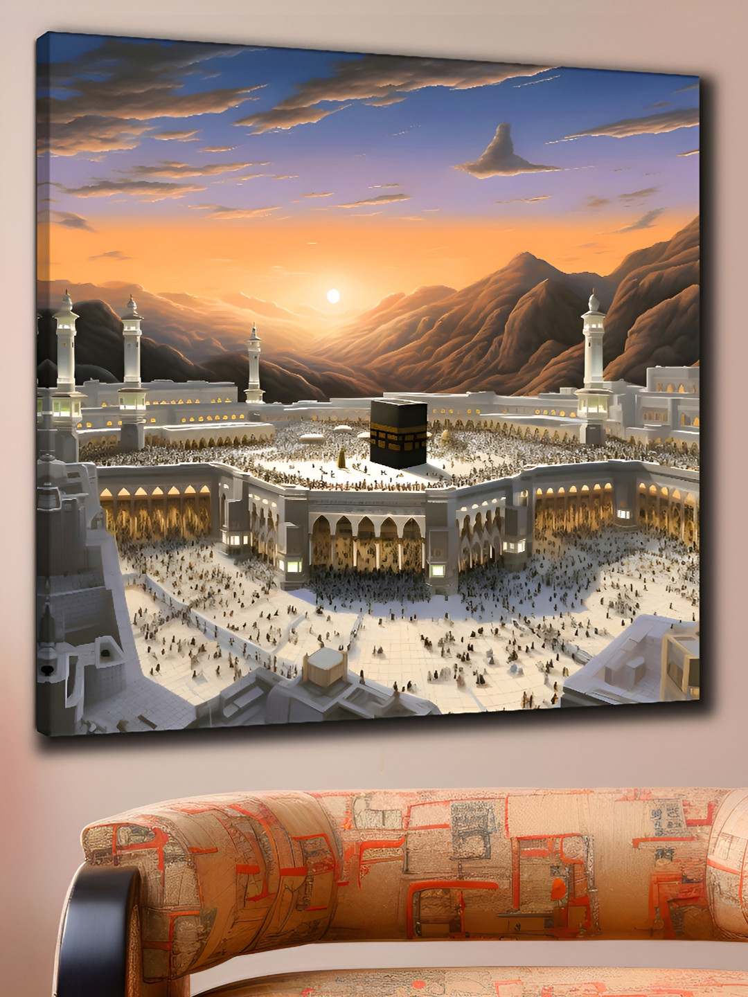 Aura Islmic Makka Madina Canvas Wall Square Paintings Wall Art - 24x24In