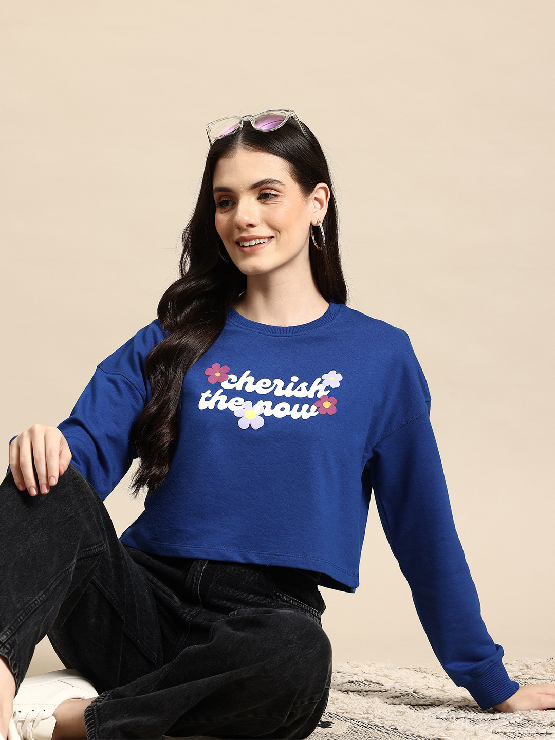 Mast & Harbour Printed Cropped Sweatshirt