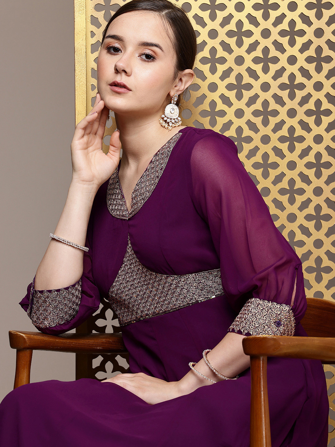 House of Pataudi Embellished A-Line Jashn Midi Party Dress