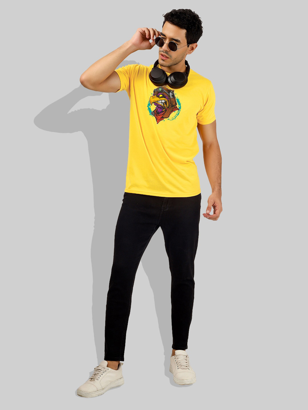 Greylongg Printed Round Neck Short Sleeves Casual T-shirt