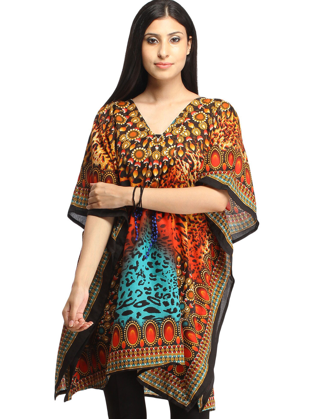 Exotic India Animal Print Kaftan Dress