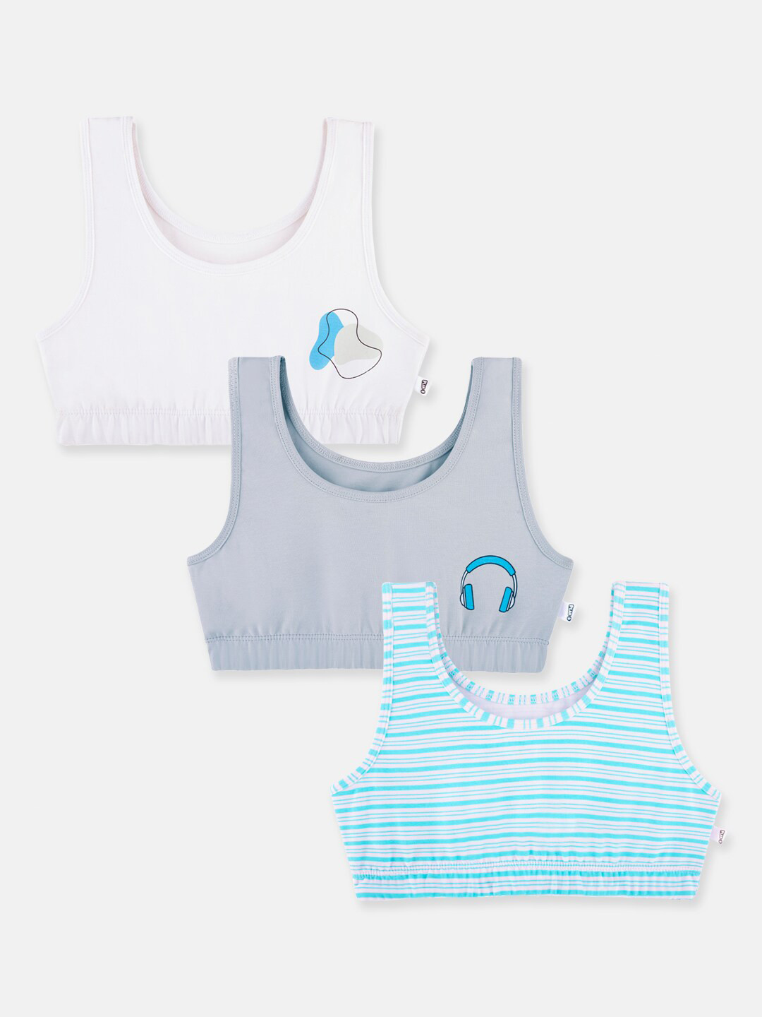 You Got Plan B Pack of 3 Girls Graphic Striped Full Coverage Bra