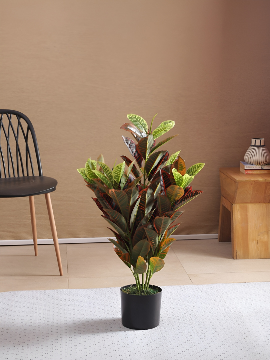 Home Bloom Green Croton Artificial Plant With Pot