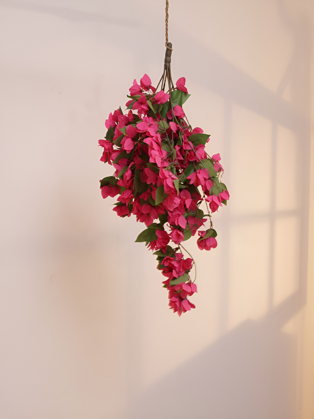 Home Bloom Pink & Green Hanging Artificial Flower