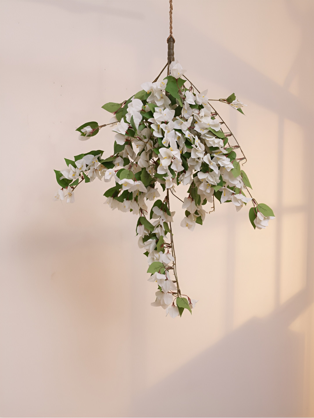 Home Bloom White & Green Hanging Bougainvillea Artificial Flower