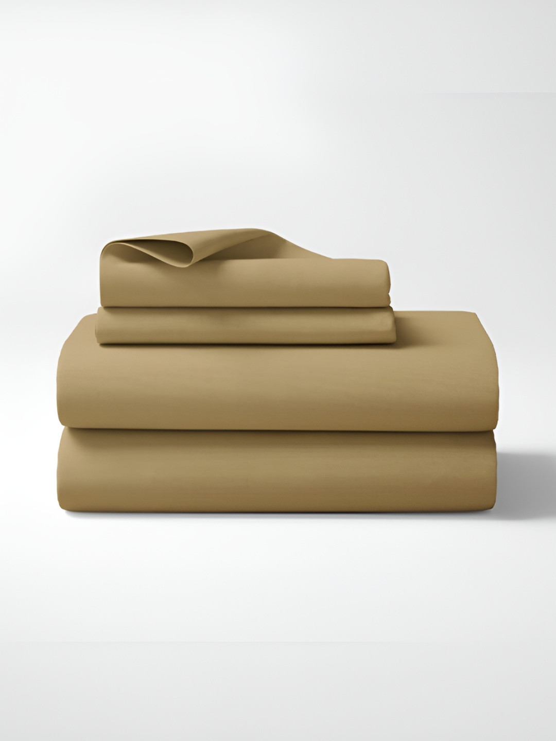 haus & kinder Taupe Cotton 300 TC King Bedsheet with 2 Pillow Covers