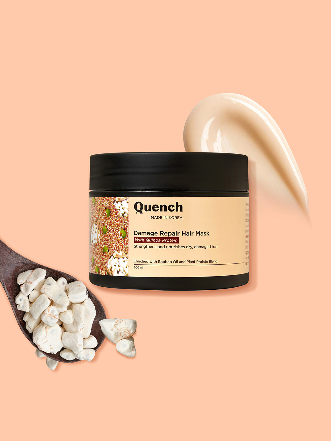 Quench Damage Repair Quinoa Protein & Ceramides Hair Mask to Restore Damage Hair-200ml