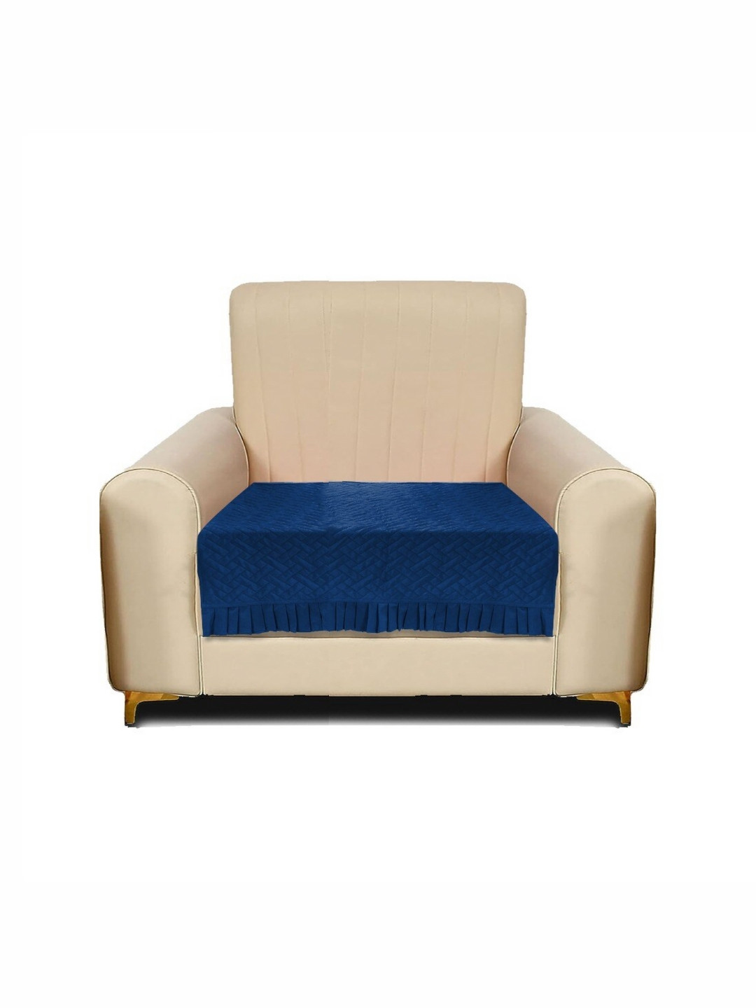 RRC Blue Velvet 1 Seater Sofa Cover with Frill