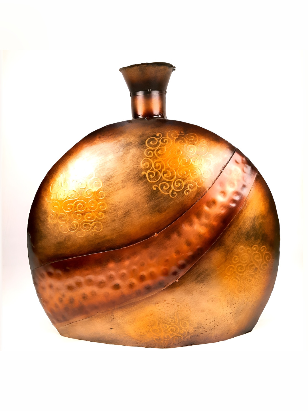 APKA MART Brown Printed Copper Flower Vase