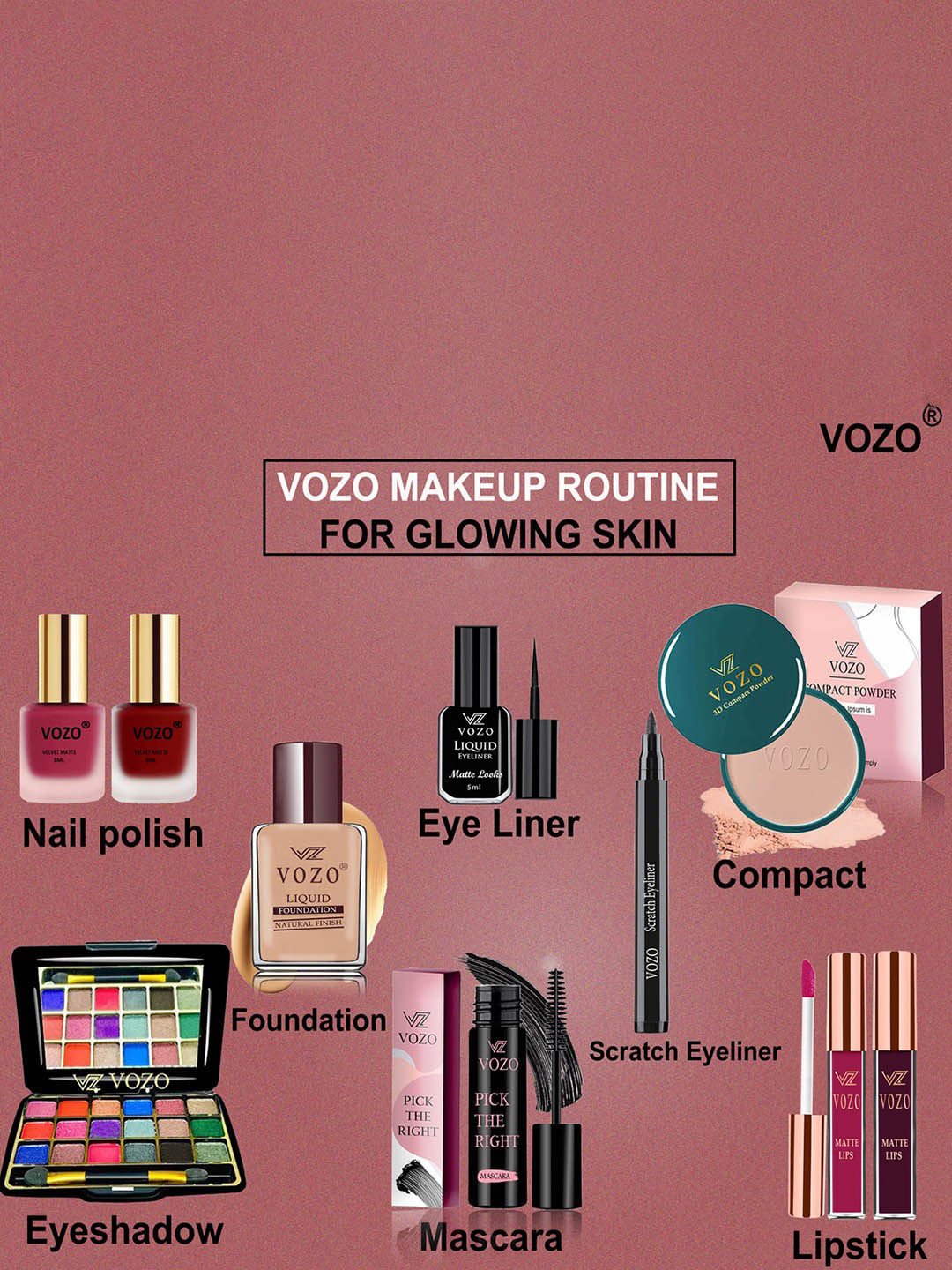 VOZO Set Of 10 Divine Beauty Vault Makeup Combo