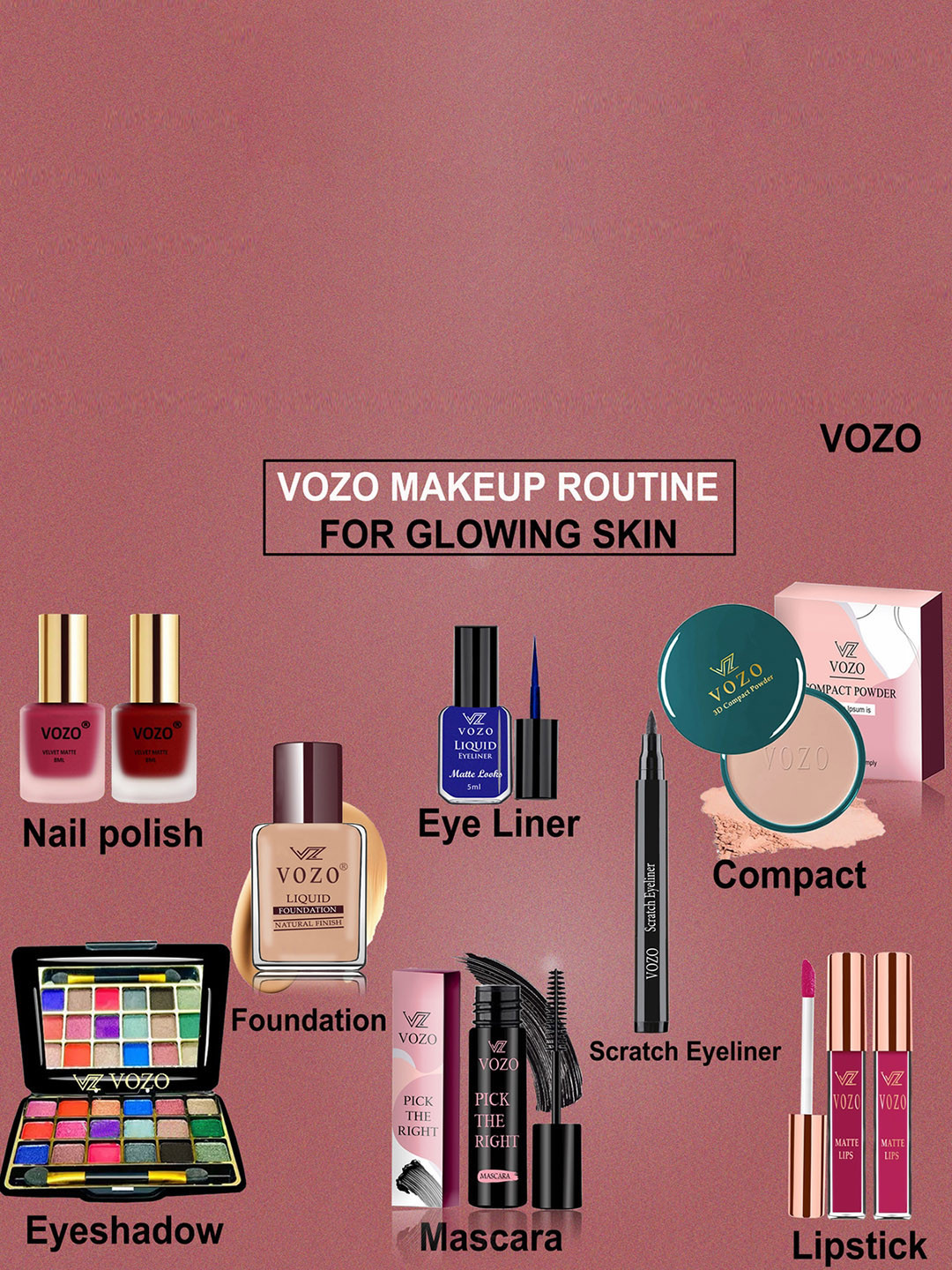 VOZO Set Of 10 Radiant Beauty Brilliance Makeup Combo