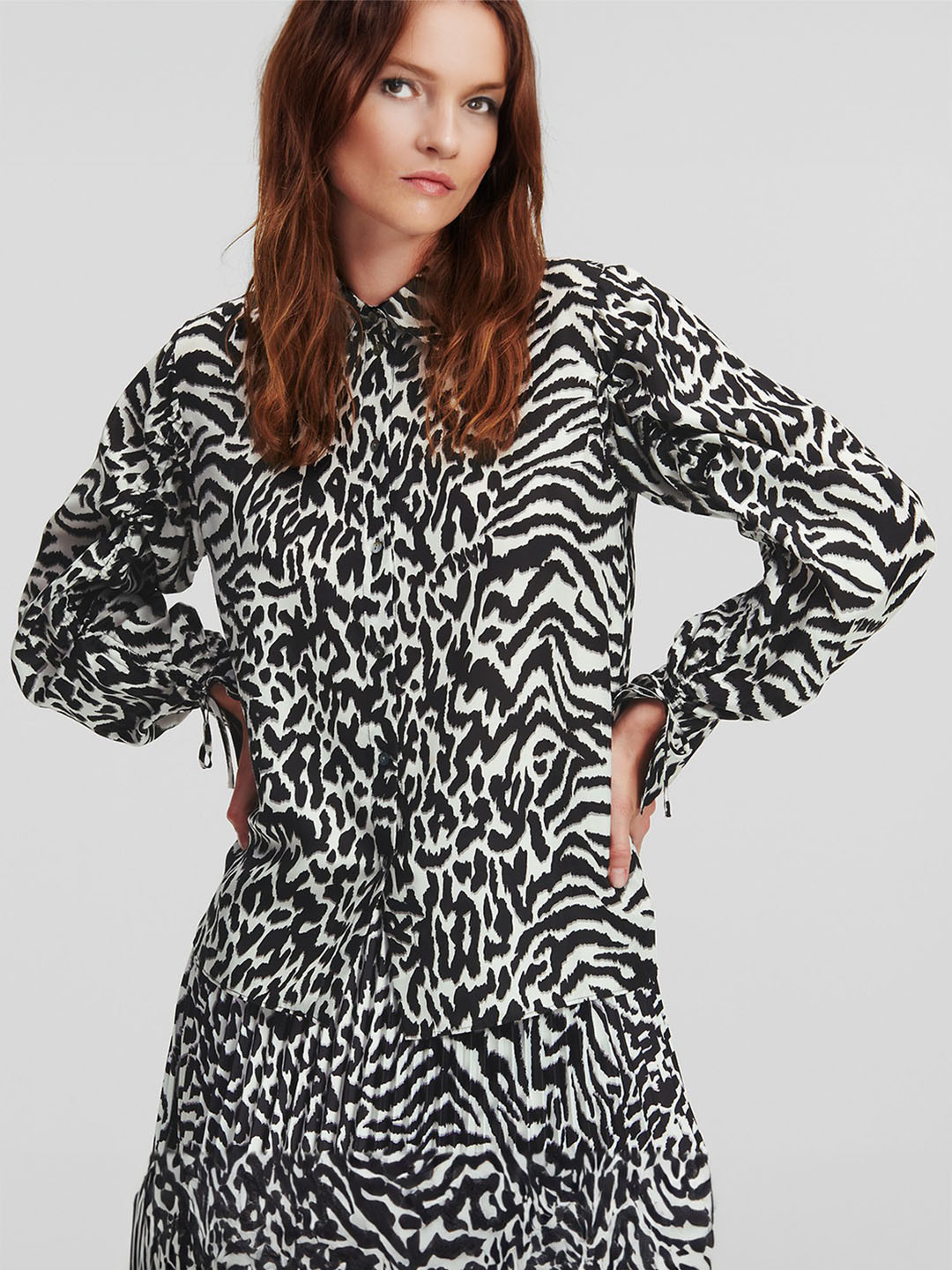 Karl Lagerfeld Animal Opaque Printed Silk Casual Shirt