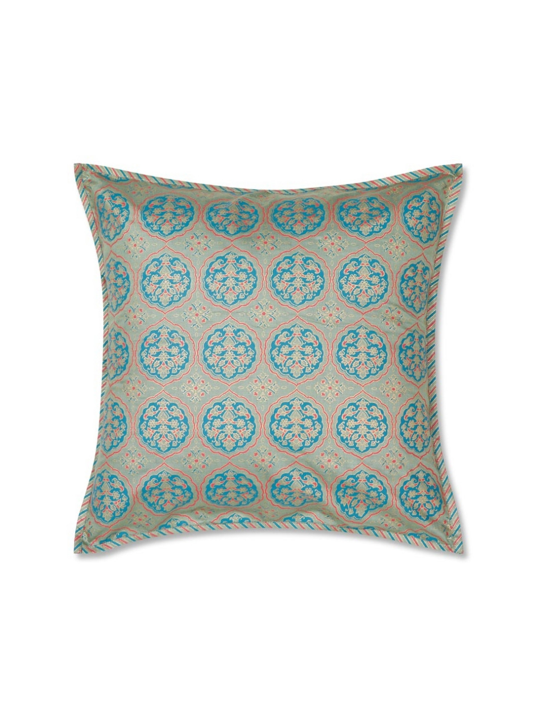 Fabindia Amraaz Celadon Ethnic Motifs Polyester Washable Cushion Covers - 16 x 16 In