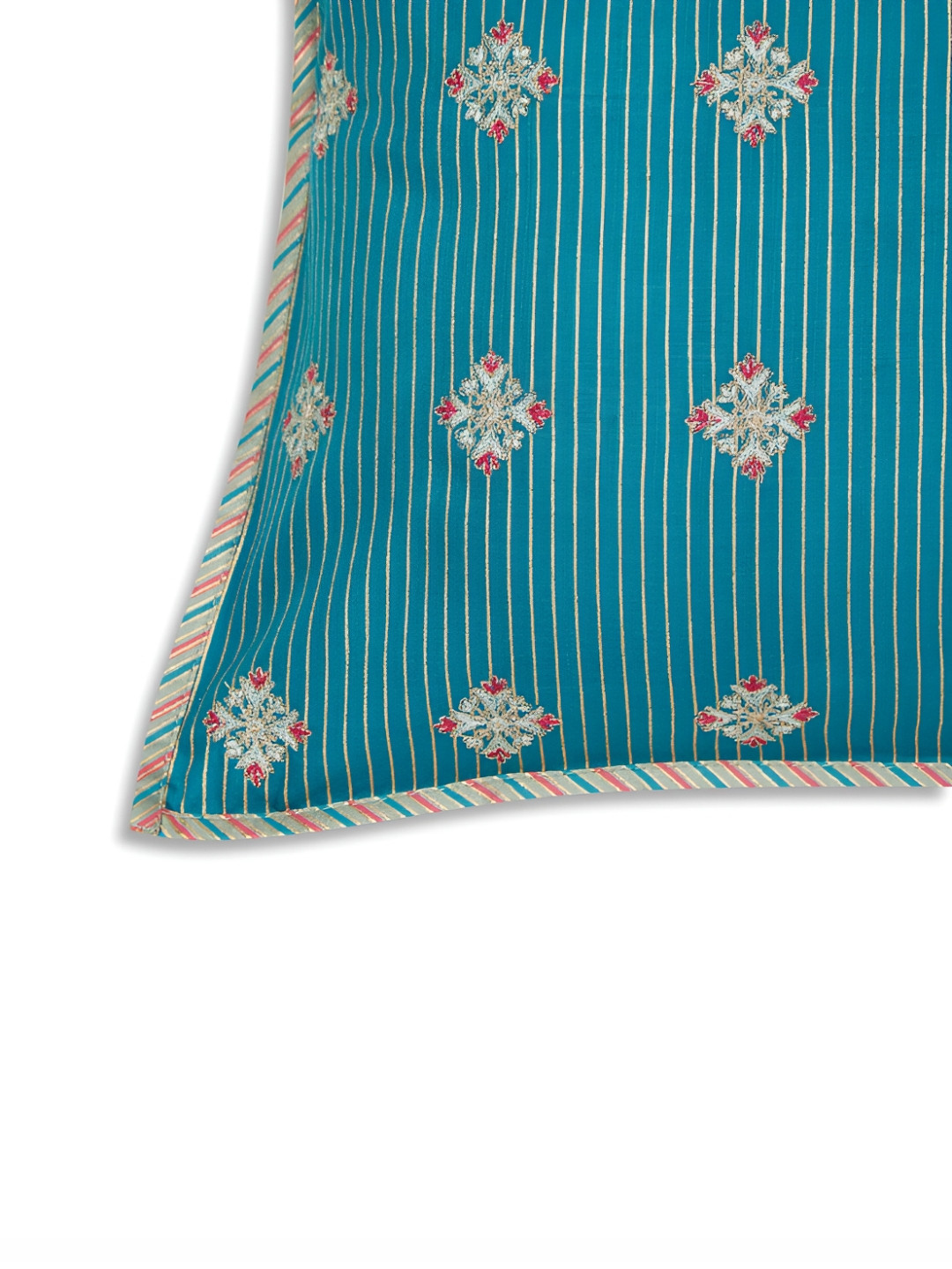 Fabindia Blue & Red Floral Square Cushion Covers