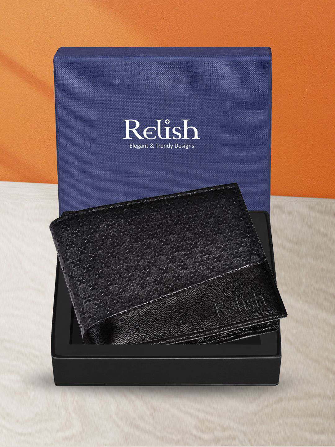 Relish Men Abstract Textured Two Fold Wallet