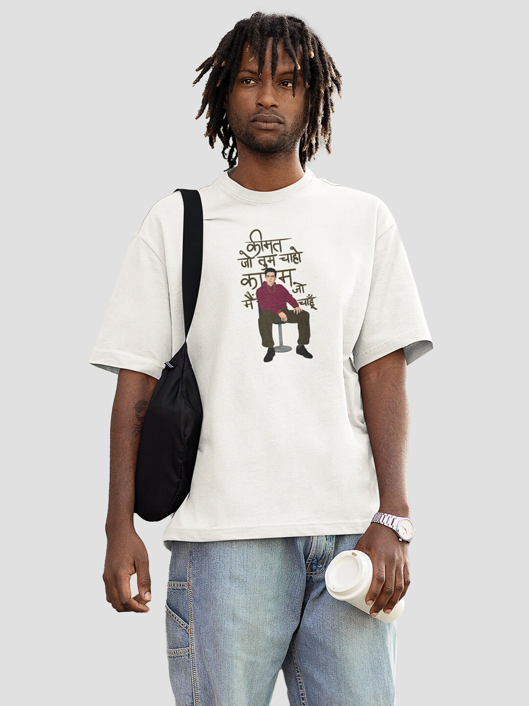 BOLLYWOO.OOO Unisex Round Neck Printed Oversized T-shirt