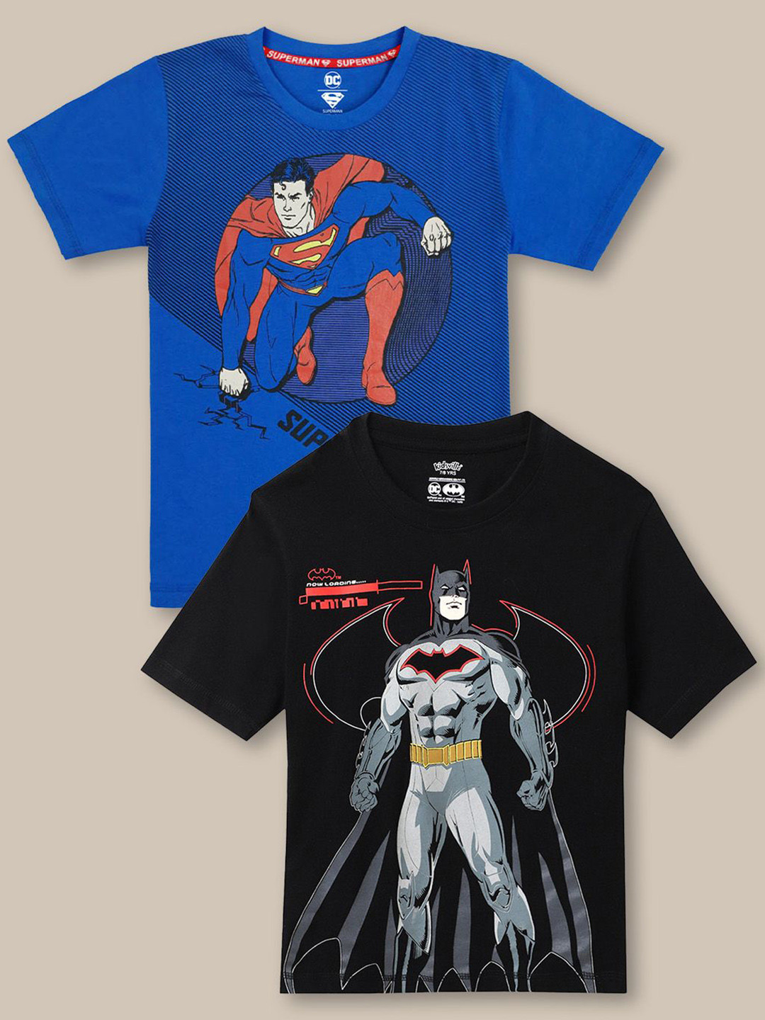 Kids Ville Boys Pack Of 2 Dc Comics Printed Pure Cotton T-Shirts
