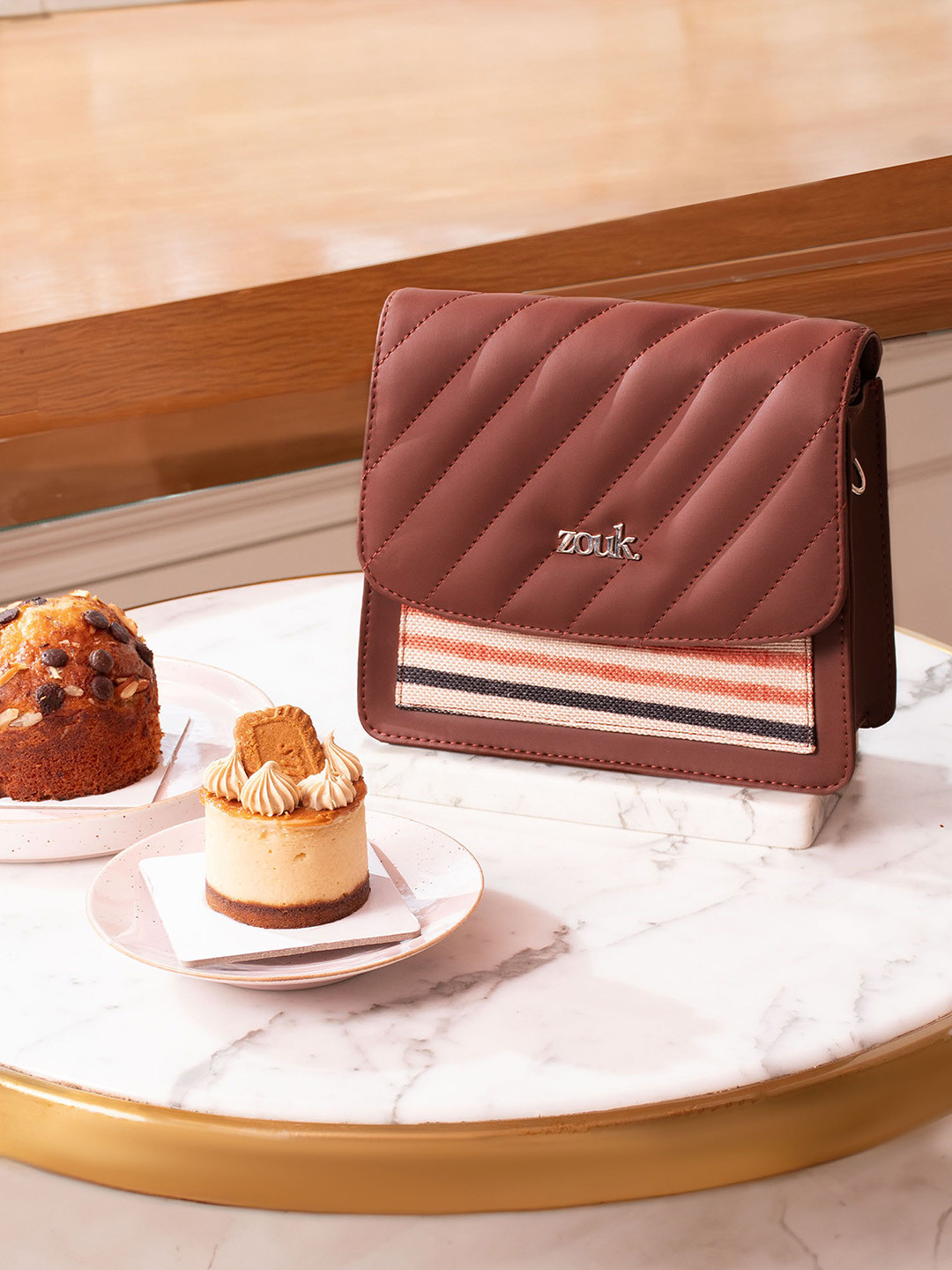 ZOUK Women Stripes Structured Basic Sling Bag