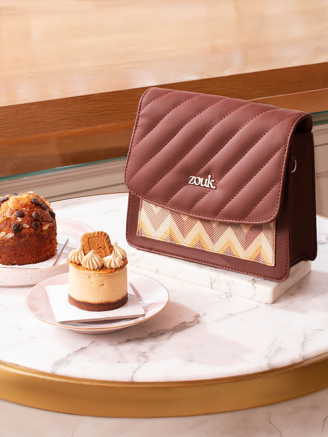 ZOUK Women Stripes Structured Basic Sling Bag