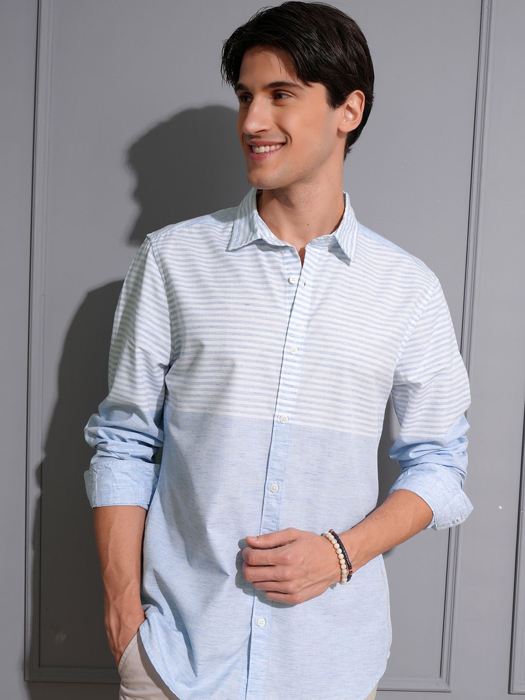 LOCOMOTIVE Men Premium Enginee Striped Causal Shirt