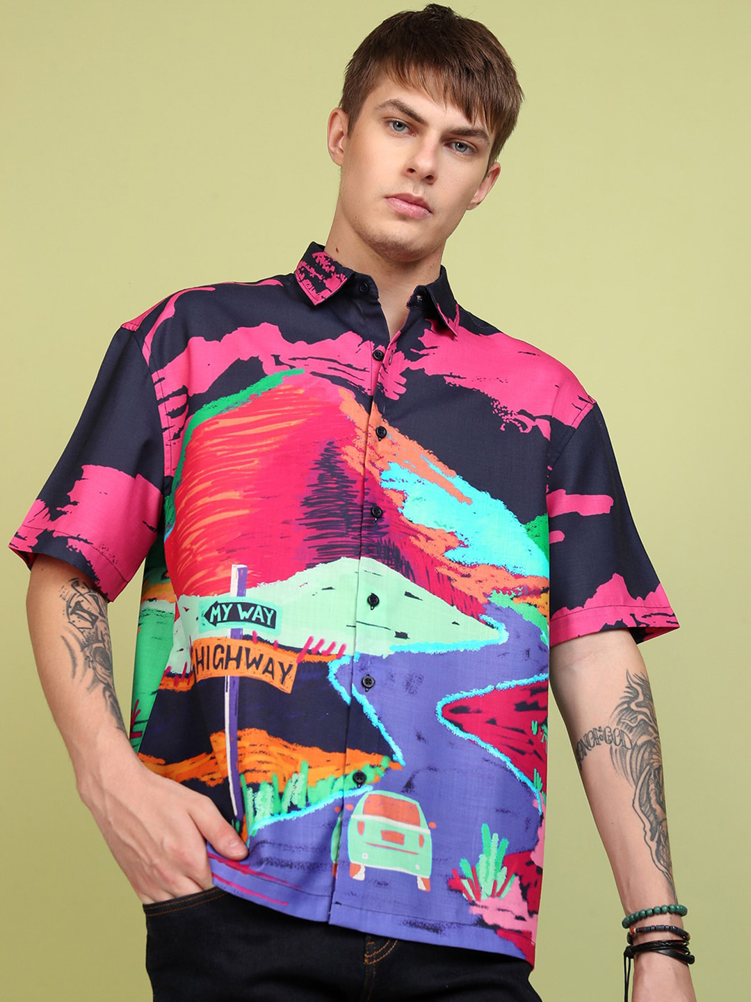 HIGHLANDER Men Regular Fit Abstract Shirt