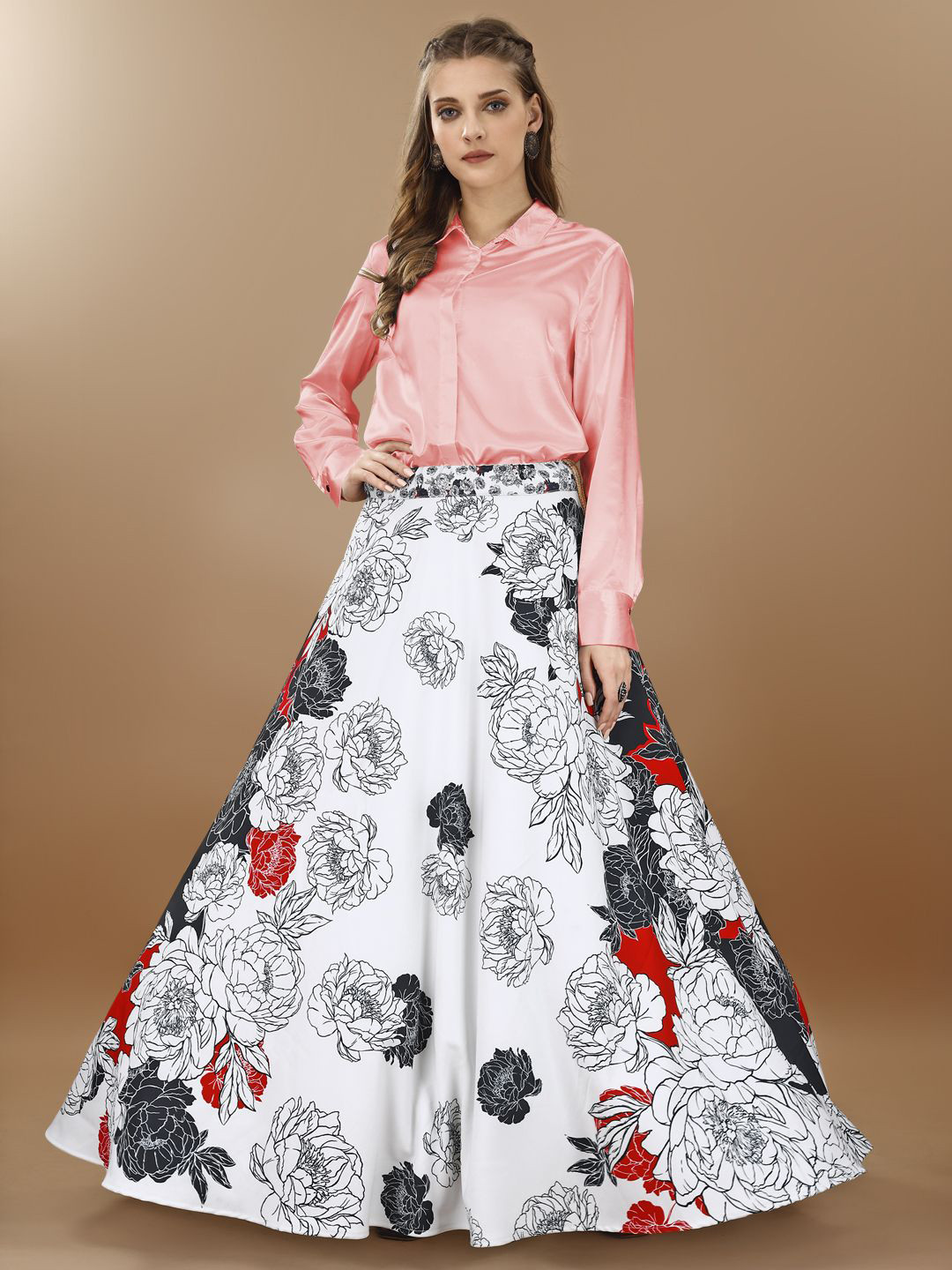 SAPTRANGI Floral Print Maxi Skirts