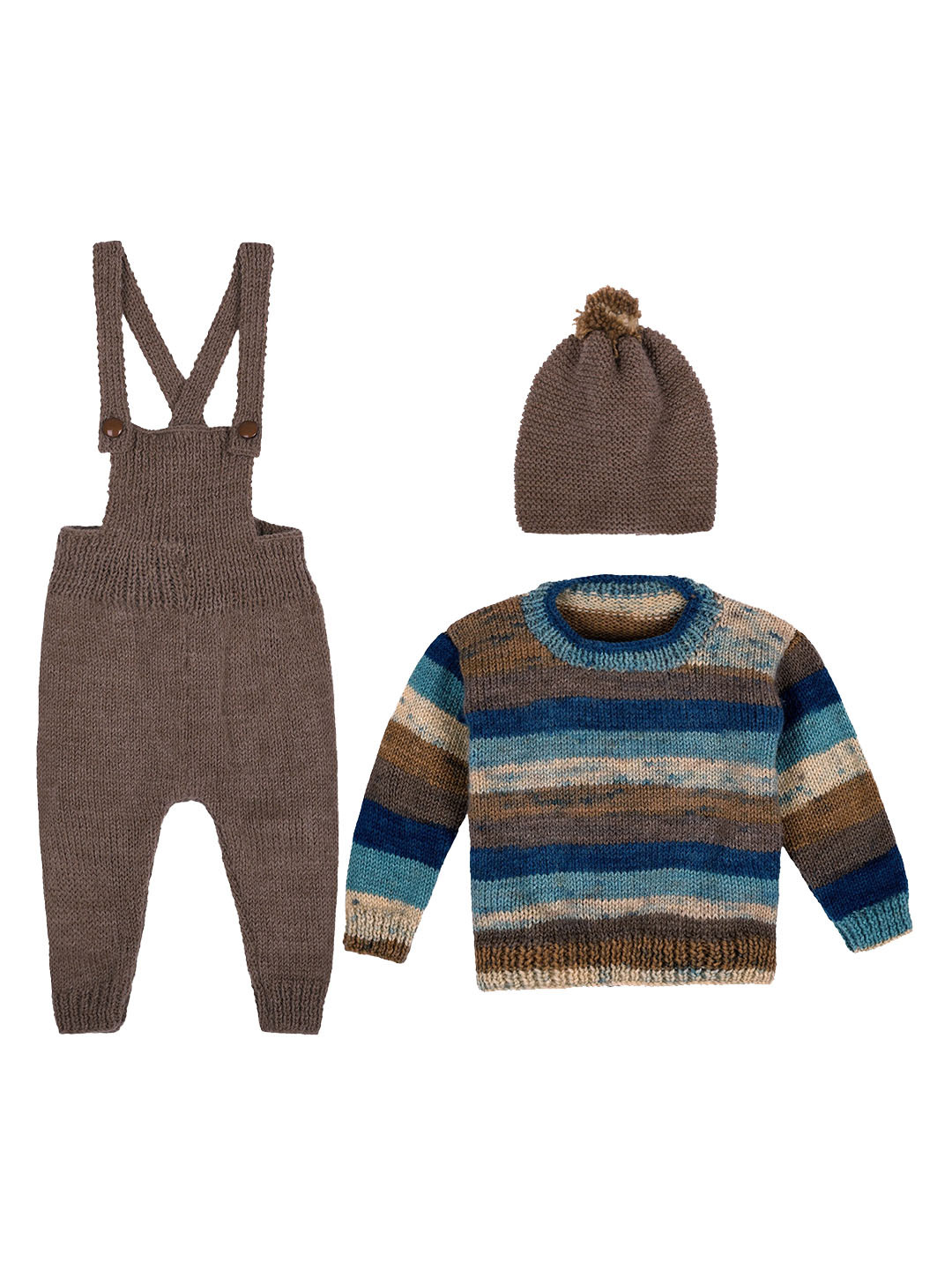 WINDROP SOLUTIONS Infants Colourblocked Acrylic Dungaree With Top & Cap