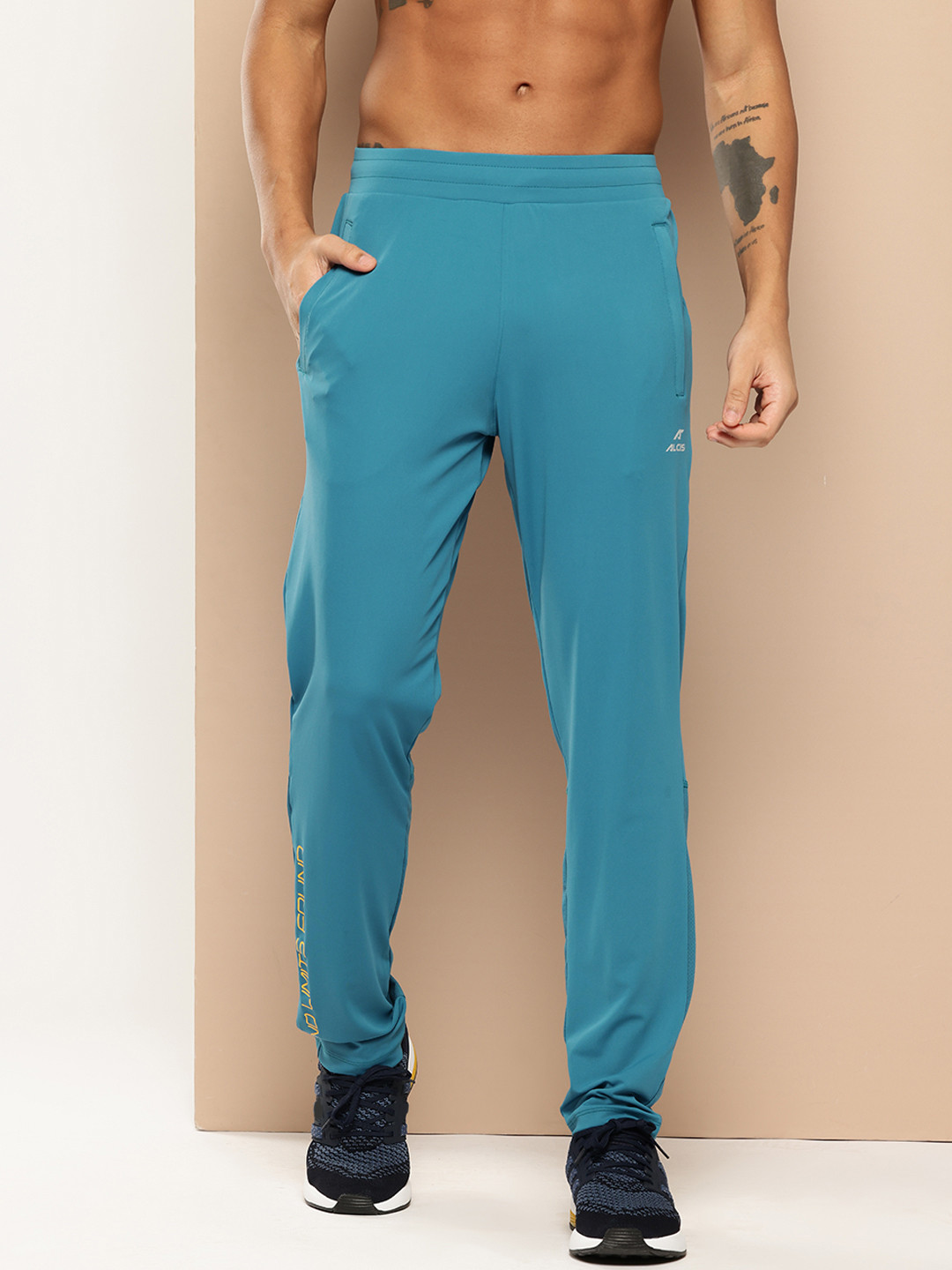 Alcis Men Typography Printed Slim Fit Anti-Statix & Drytech+ Sports Track Pants