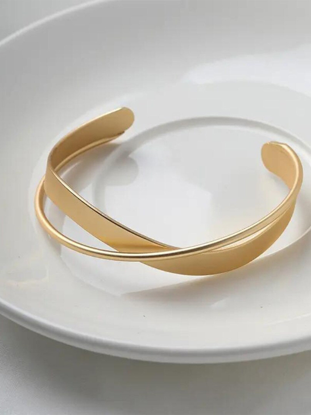 CHOKORE Women Matte Gold Finish Cuff Bracelet