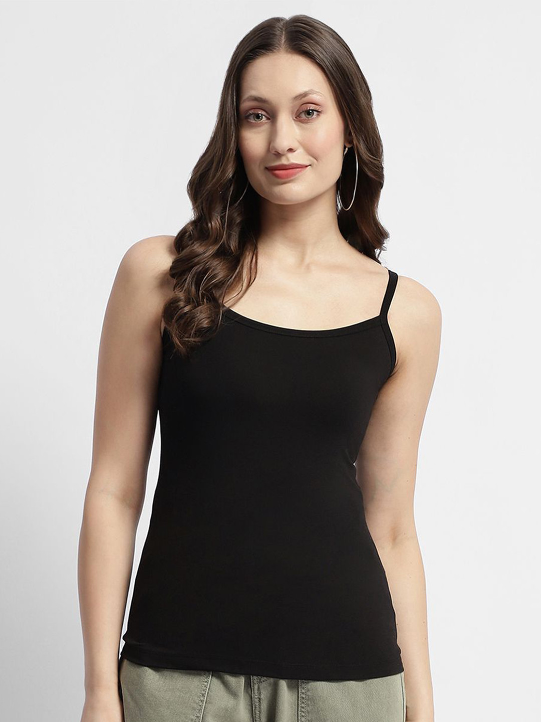 Madame Women Solid Shoulder Strap Top