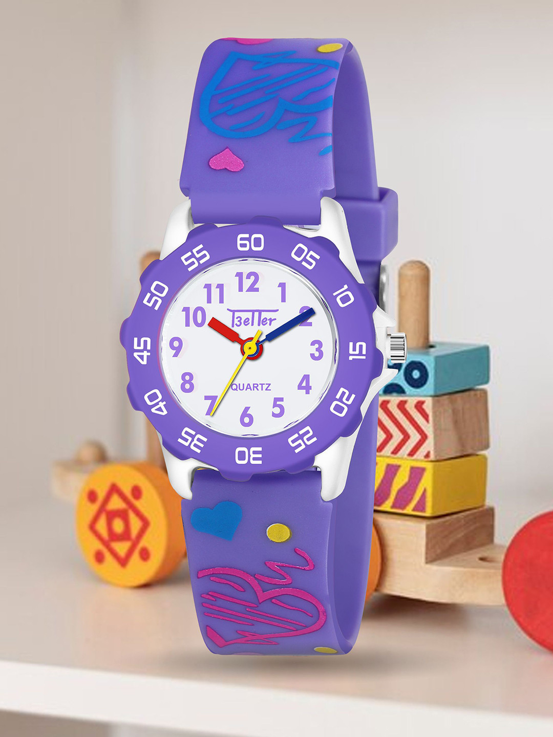YOUNG MISSION Girls Printed Dial & Straps Analogue Watches Better Watch 1210 Purple 02