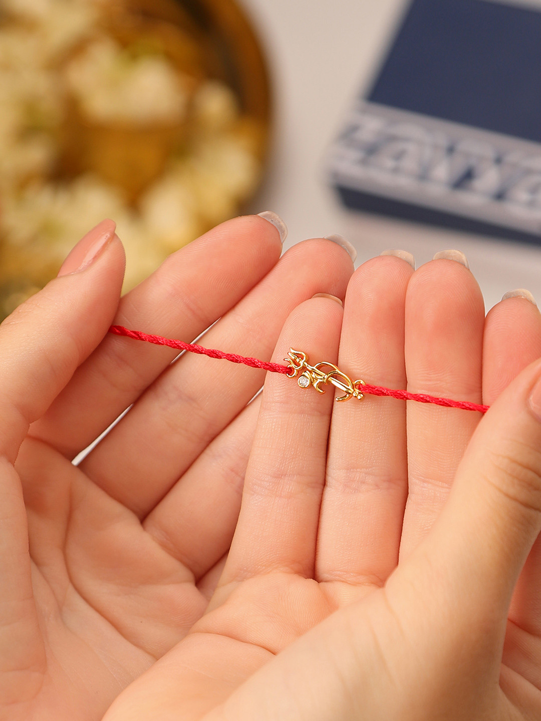 Zavya 925 Sterling Silver Om & Thrishul Cubic Zirconia Studded Brother Rakhi