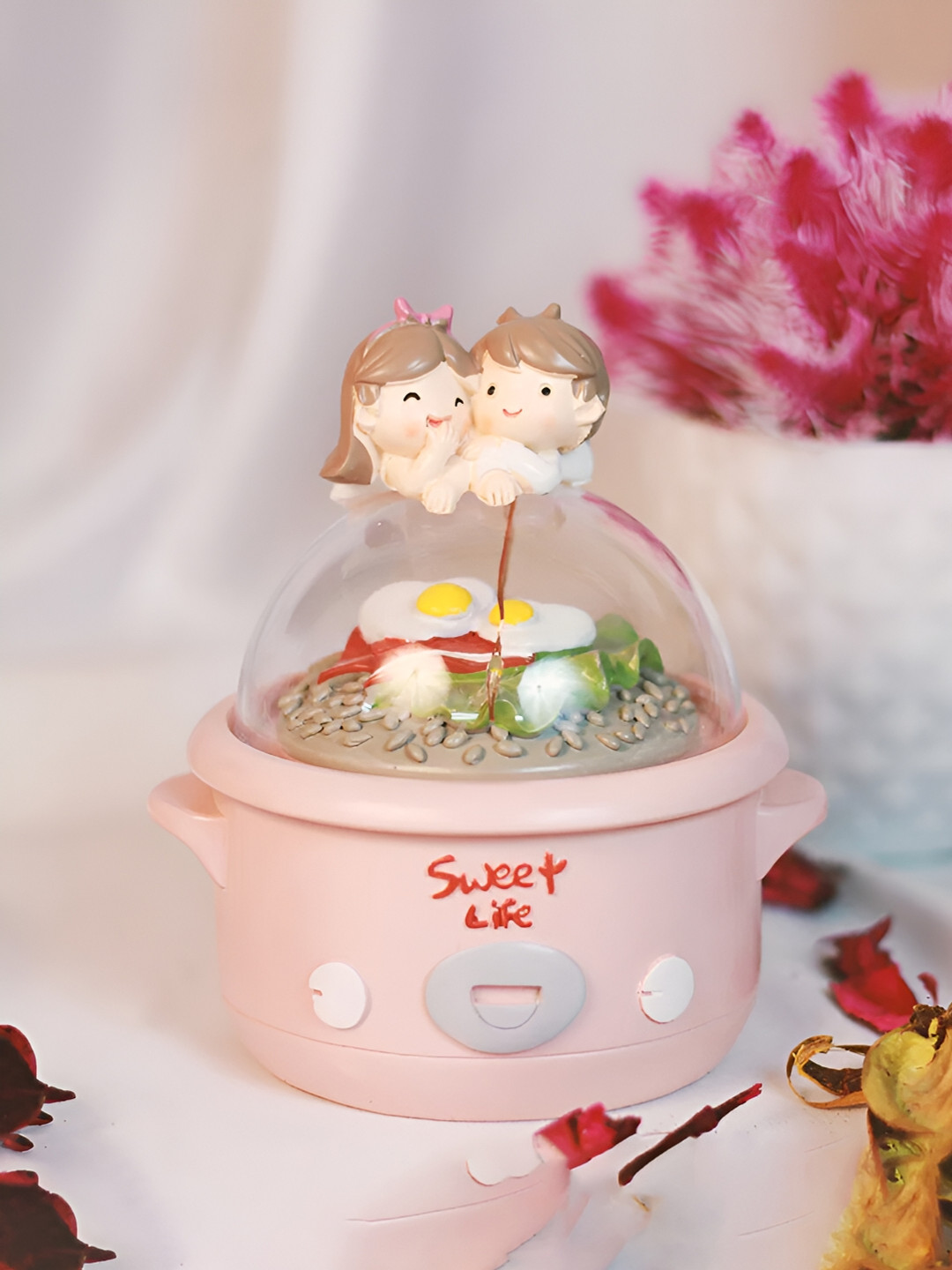 Giftii Pink & White Metal Quirky Abstract Shaped Table Lamp