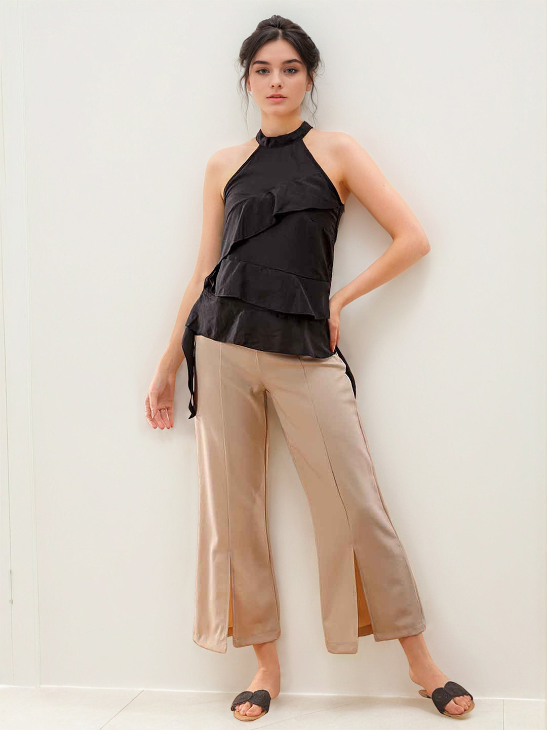 Freehand by The Indian Garage Co Halter Neck Tiered Top