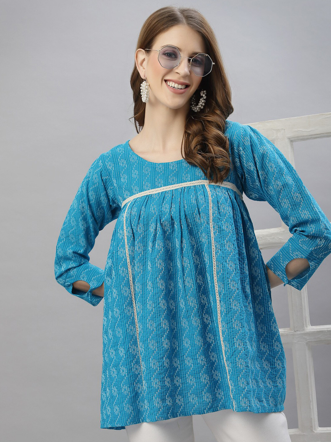 KALINI Scoop Neck Lace Designer Tunic