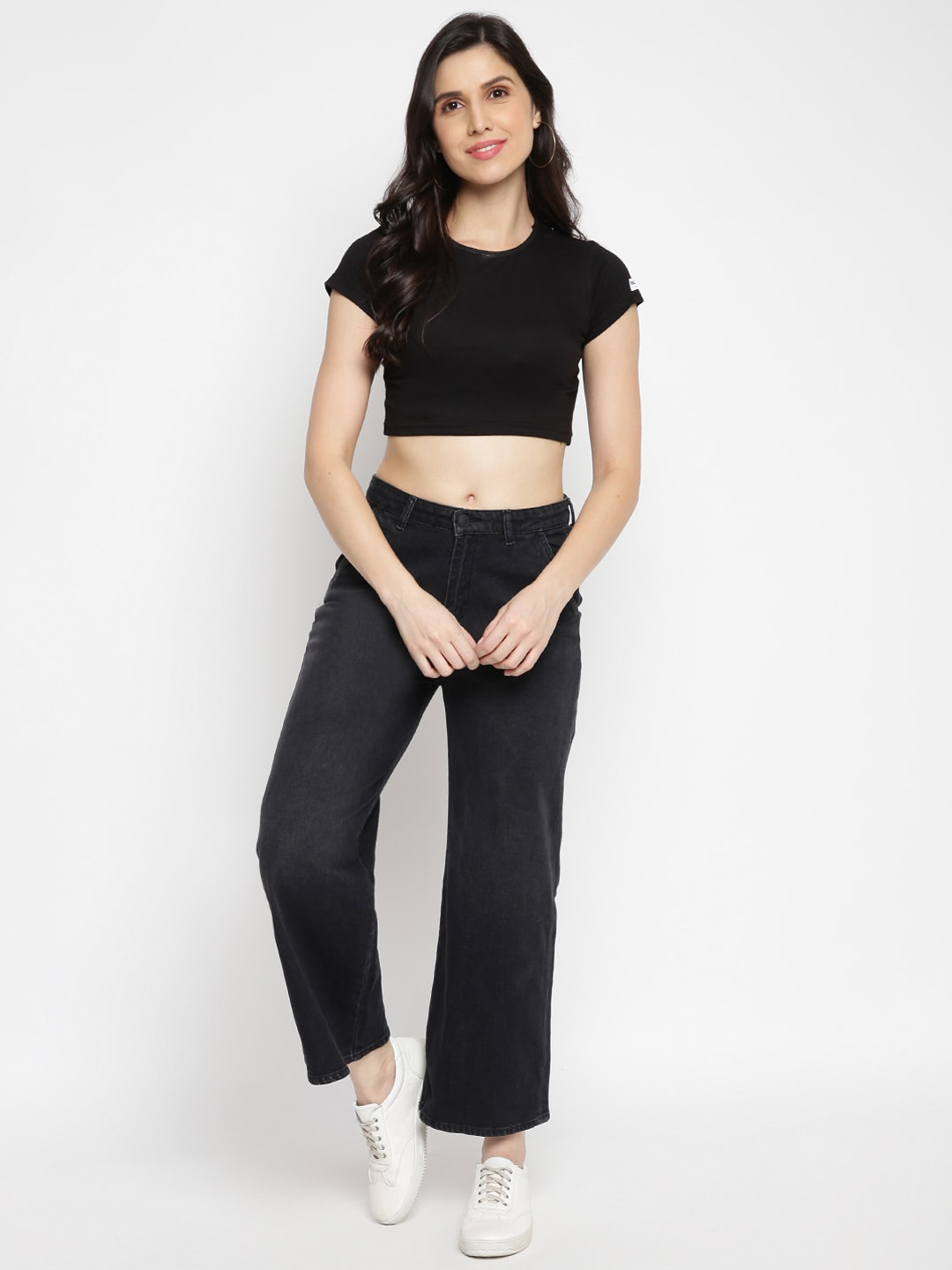 TALES & STORIES Women Black Flared Mid-Rise Stretchable Denim Jeans