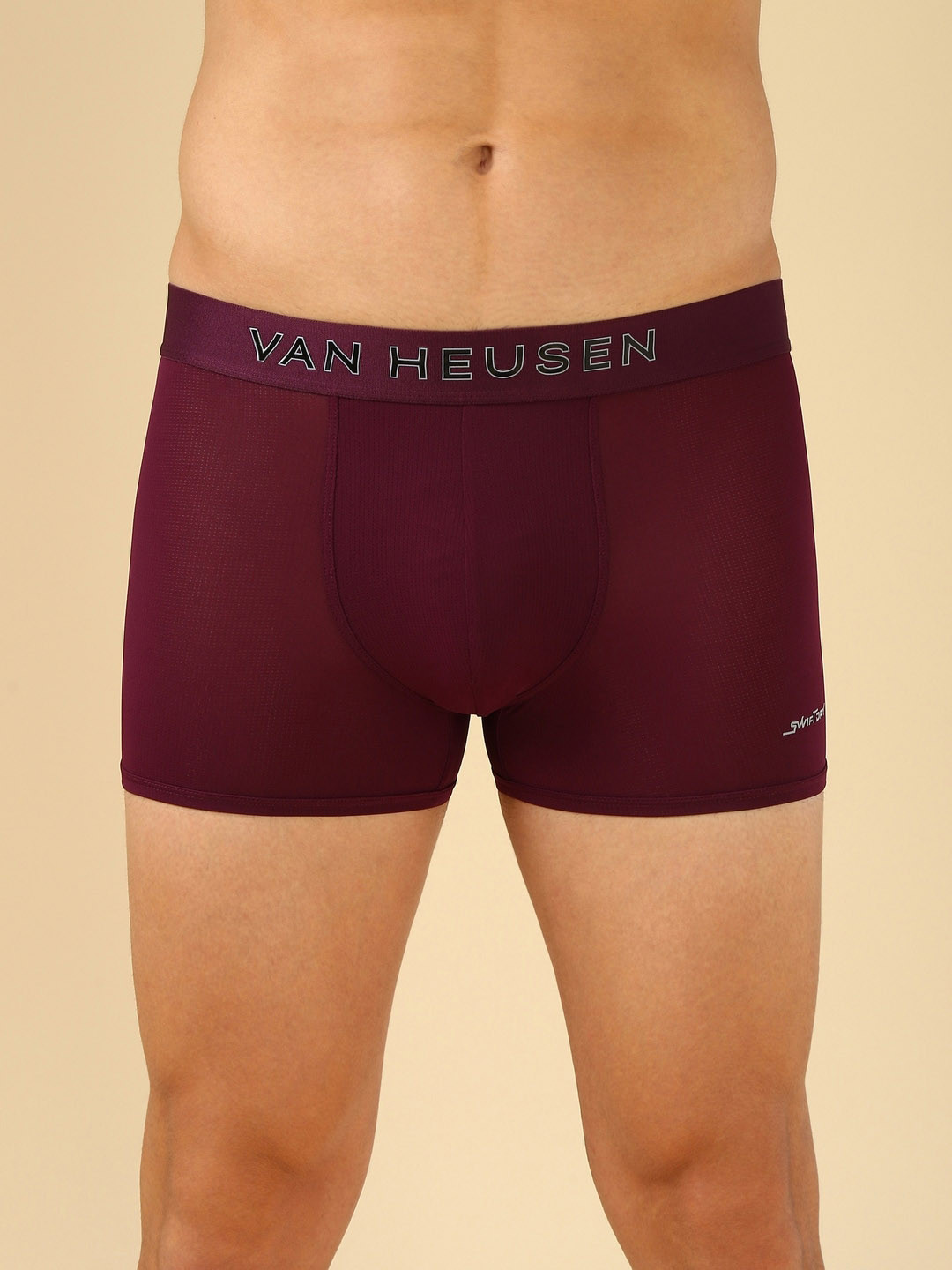 Van Heusen Innerwear Men Deep Purple Solid Swift Dry And High Stretch Mesh Trunk