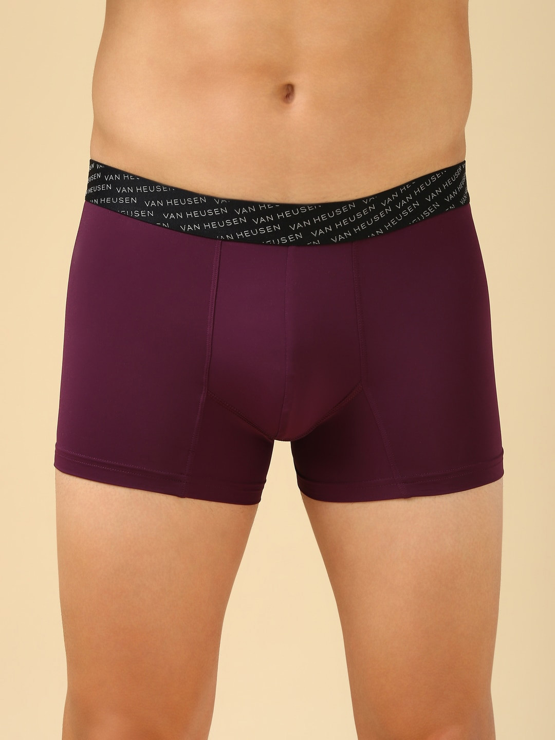 Van Heusen Innerwear Men Ultra Violet Solid 4 Way Stretch And 3D Logo Waistband Trunk