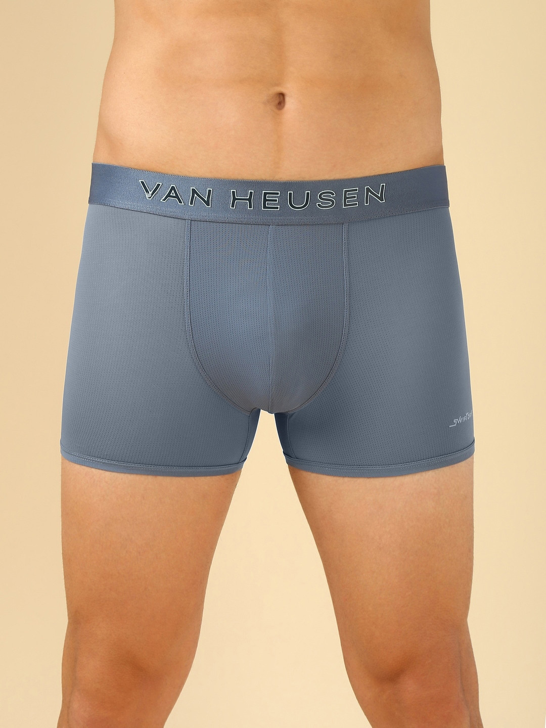 Van Heusen Innerwear Men Silicone Grey Solid Swift Dry & High Stretch Mesh Trunk