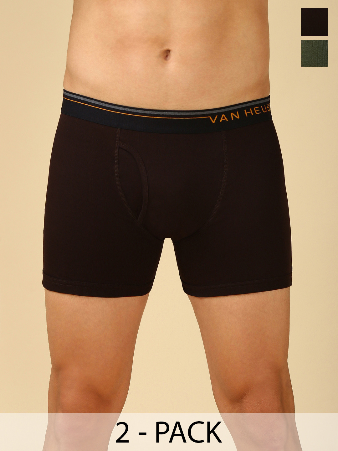 Van Heusen Innerwear Men Kombu Pack of 2 Solid Anti Bacterial And Colour Fresh Trunk-IHQEBX1CCD10032