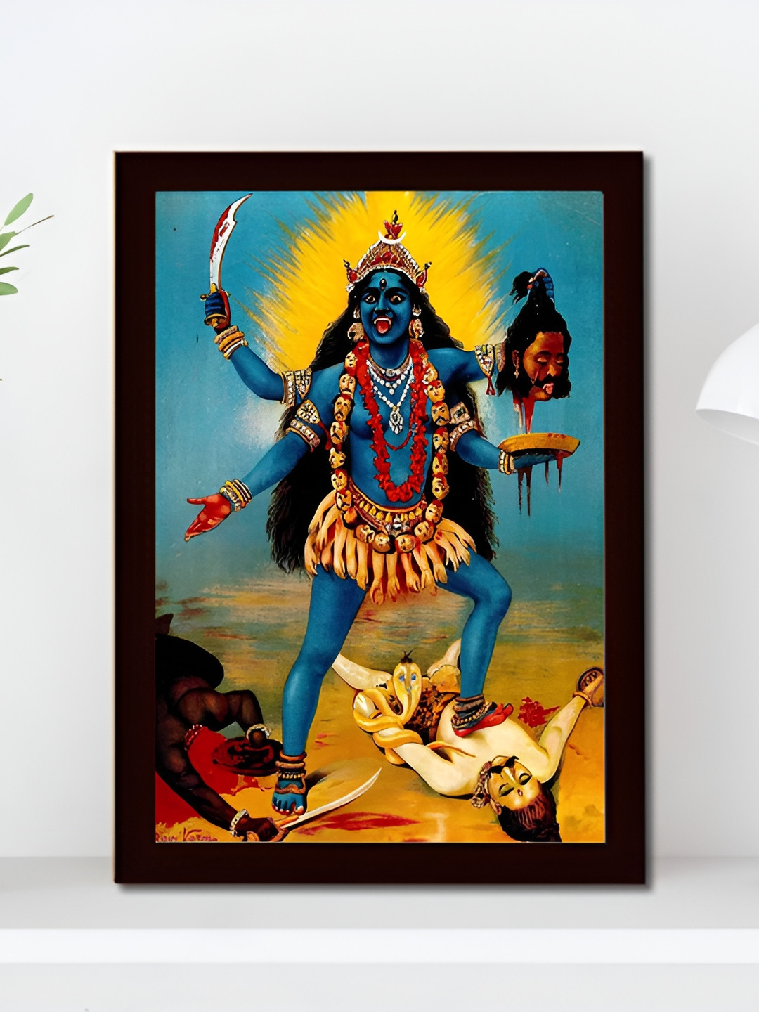 Tamatina Blue & Yellow Shamshan Kali Printed Wall Art
