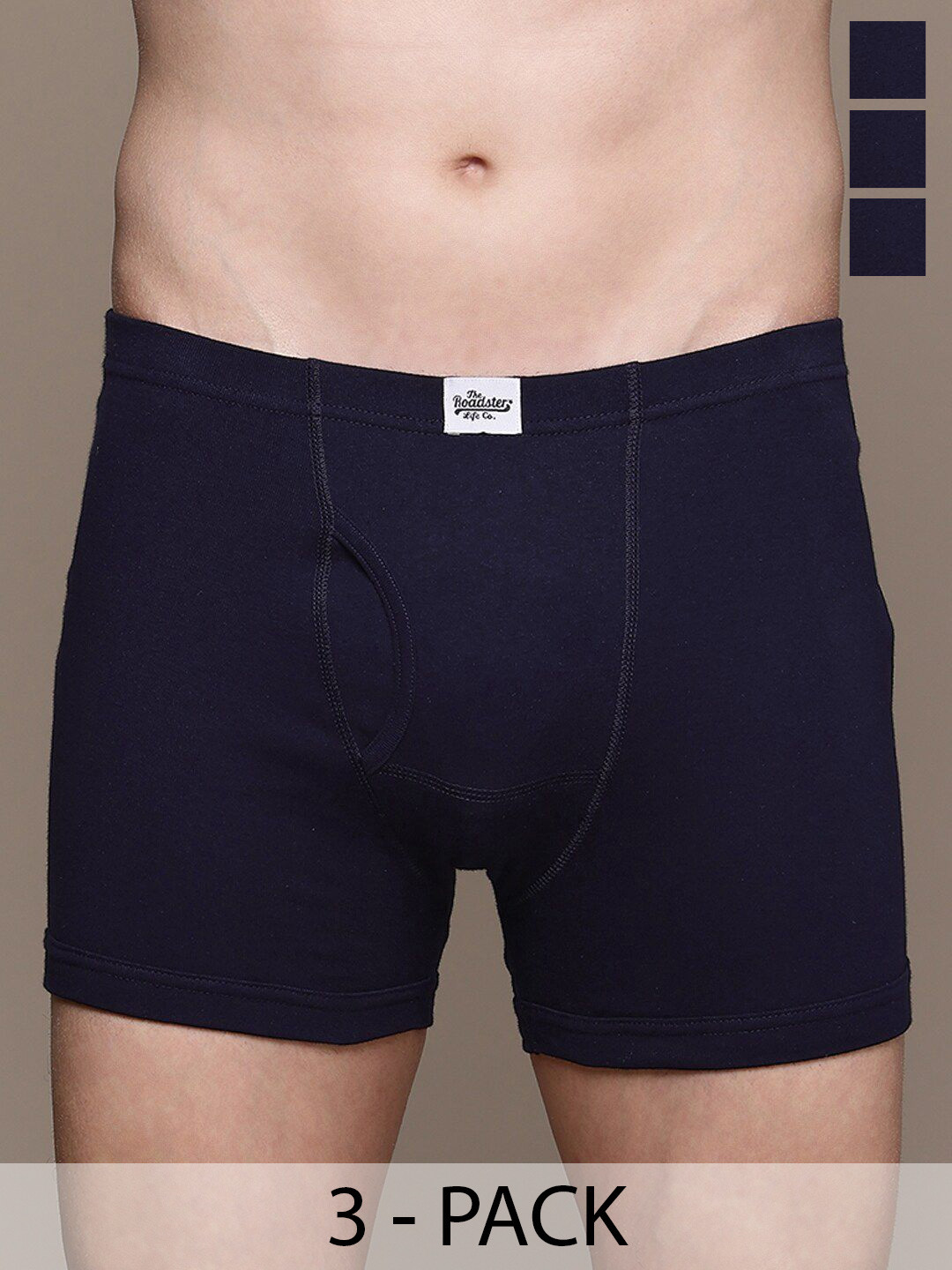 The Roadster Lifestyle Co Pack of 3 Pure Cotton Inner Elastic Trunks RTIE-1004-NB-3