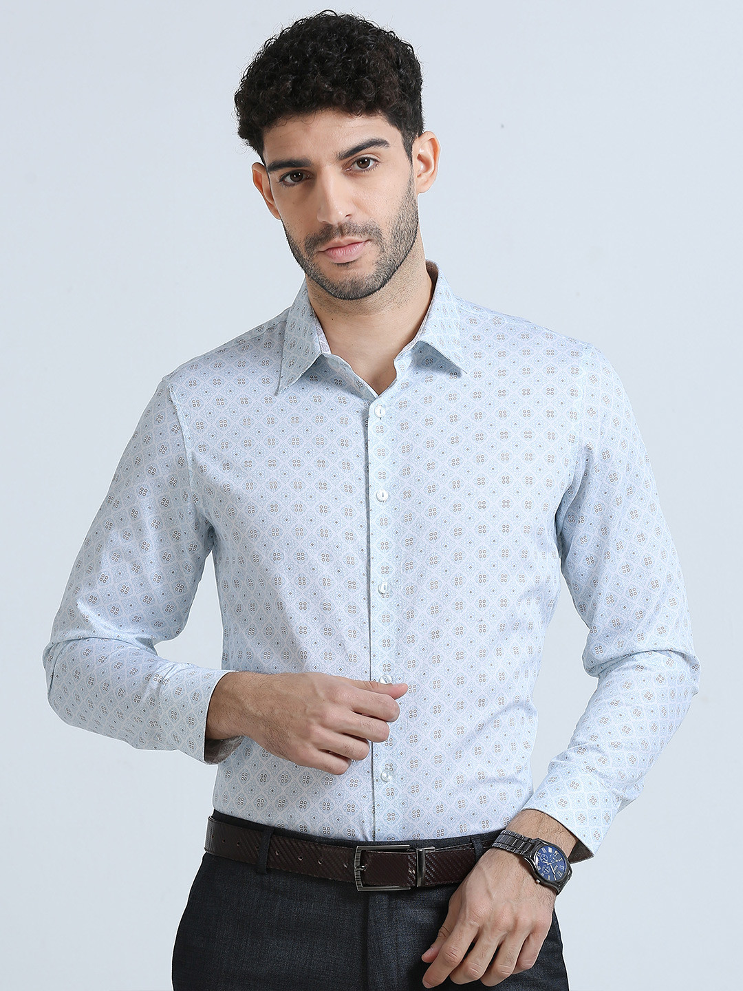 THE FORMAL CLUB Printed Giza Cotton Formal Shirt