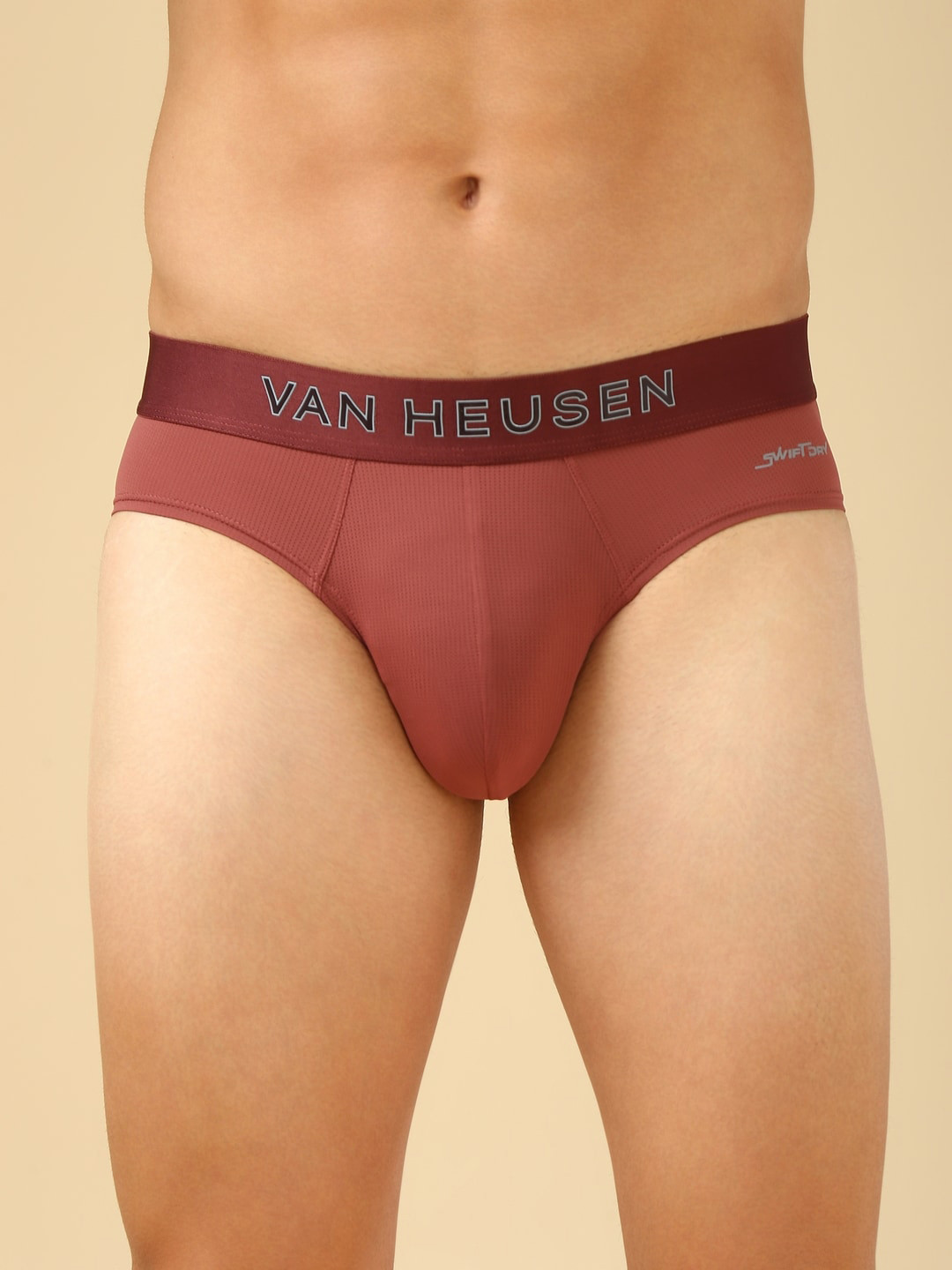 Van Heusen Innerwear Men Wild Ginger Solid Swift Dry And High Stretch Mesh Brief IHIBRAWG40007
