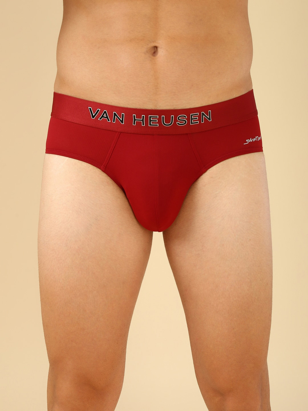 Van Heusen Innerwear Men Sun Dried Tomato Solid Swift Dry And High Stretch Mesh Brief