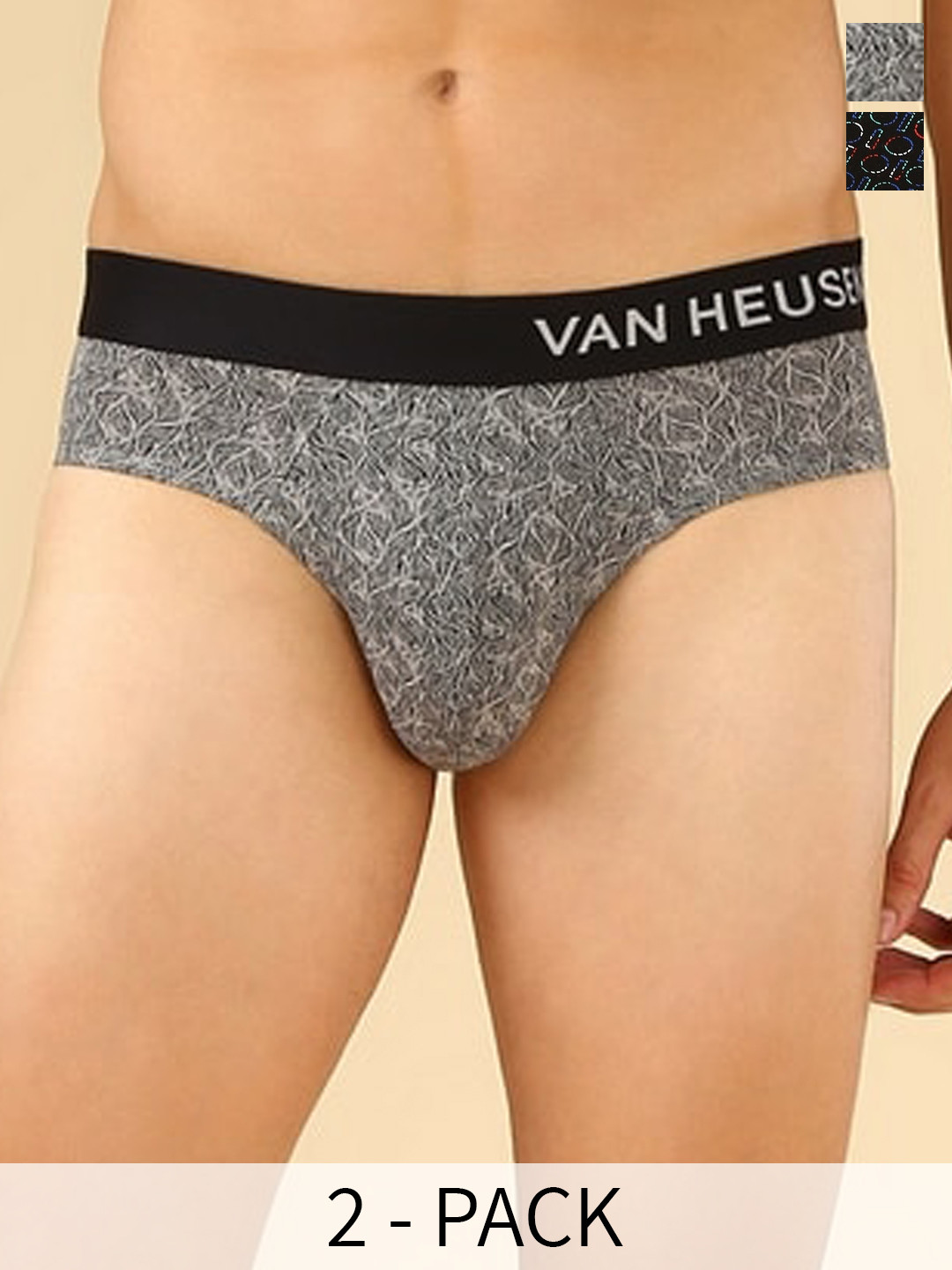 Van Heusen Innerwear Men Pack of 2 Printed Allover Print And Body Defining Fit Brief