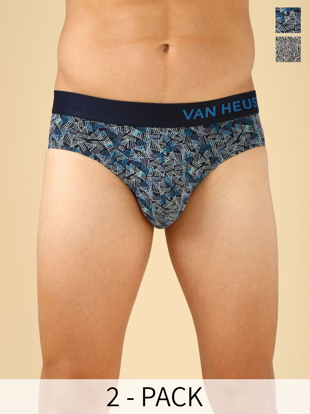 Van Heusen Innerwear Men Pack of 2 Allover Print Body Defining Fit Briefs