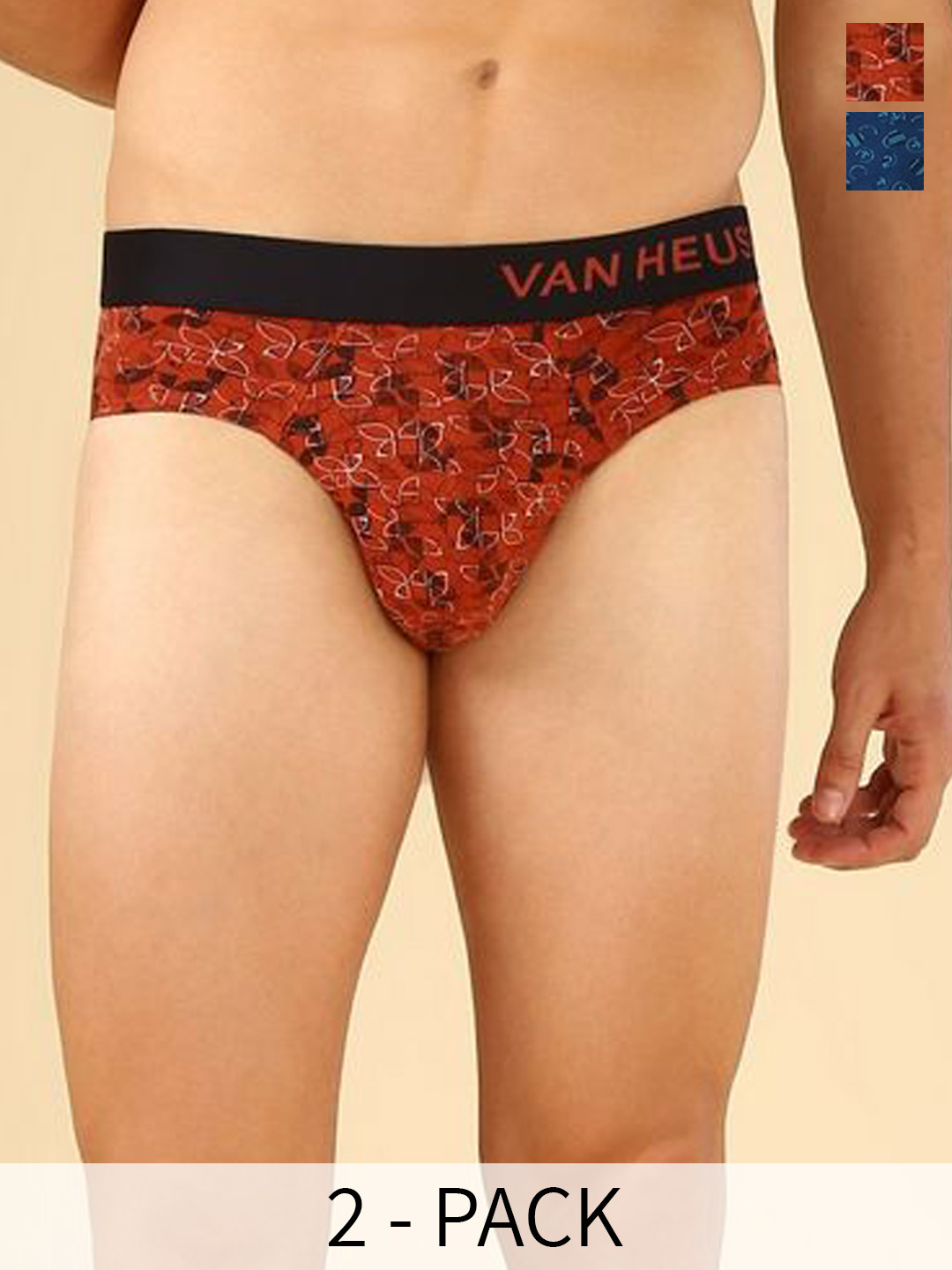 Van Heusen Innerwear Men Pack of 2 Print And Body Defining Fit BriefIHQEBR2C434510007